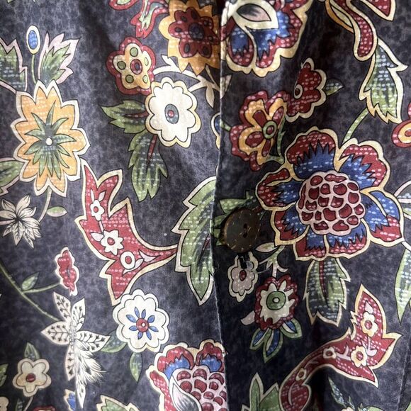 Paradise Blue Men's Floral Print Cotton Button Up Size Large - Picture 6 of 10